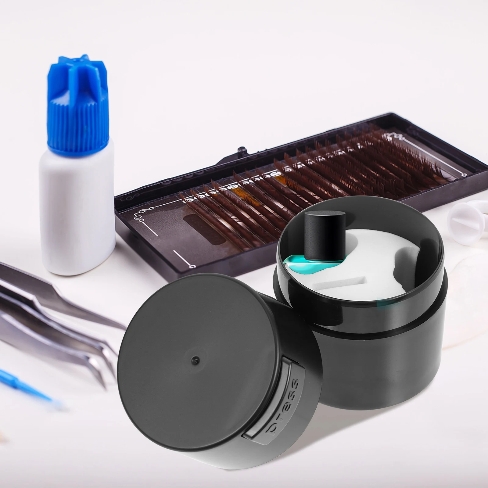 

Eyelash Glue Storage Case Container Jar Eyelash Extension Glue Box PP EVA Material Travel Use Long
