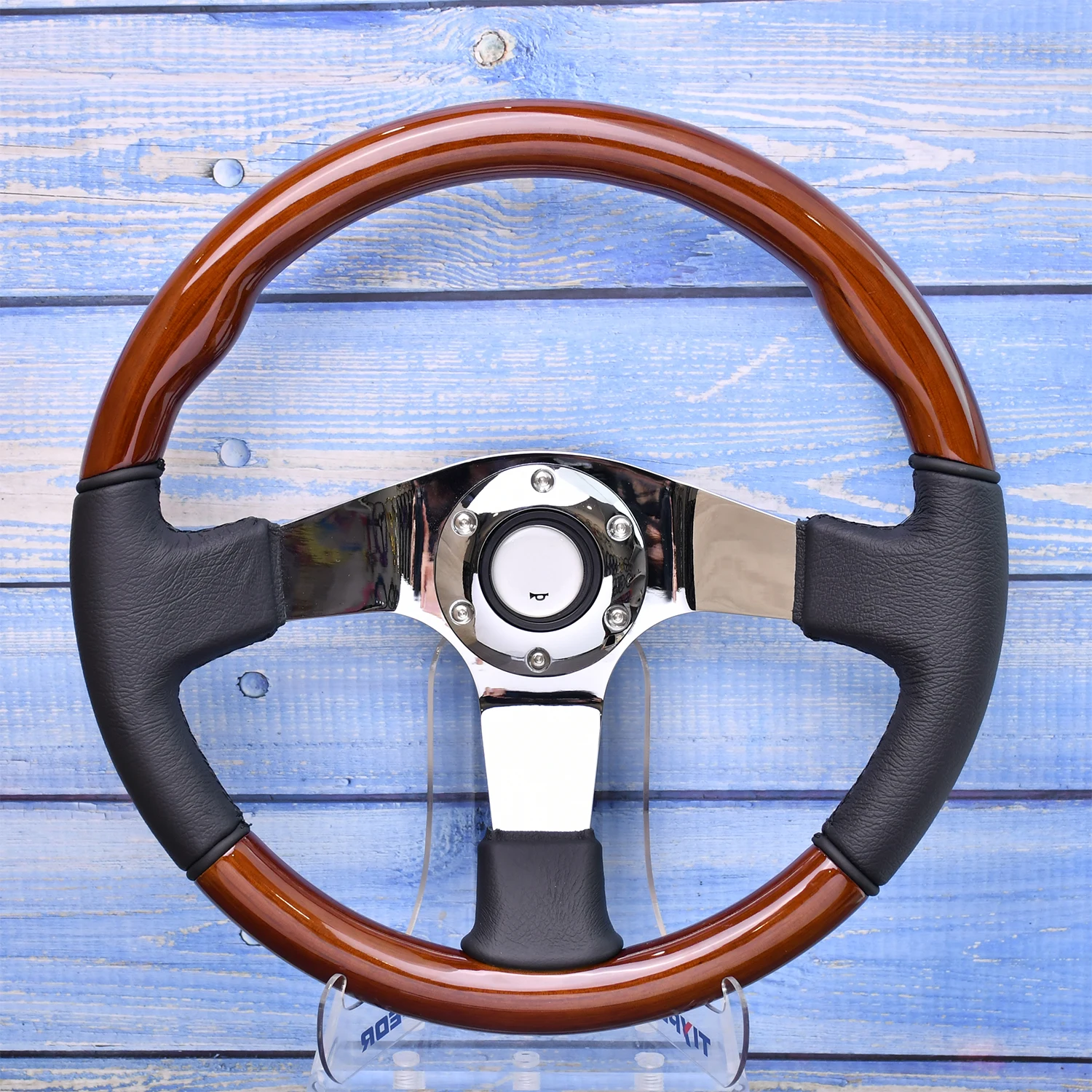 

TIYPEOR Solid Wood Quick Release Retro Design Colored Car Universal 350mm Steering Wheel of High Quality