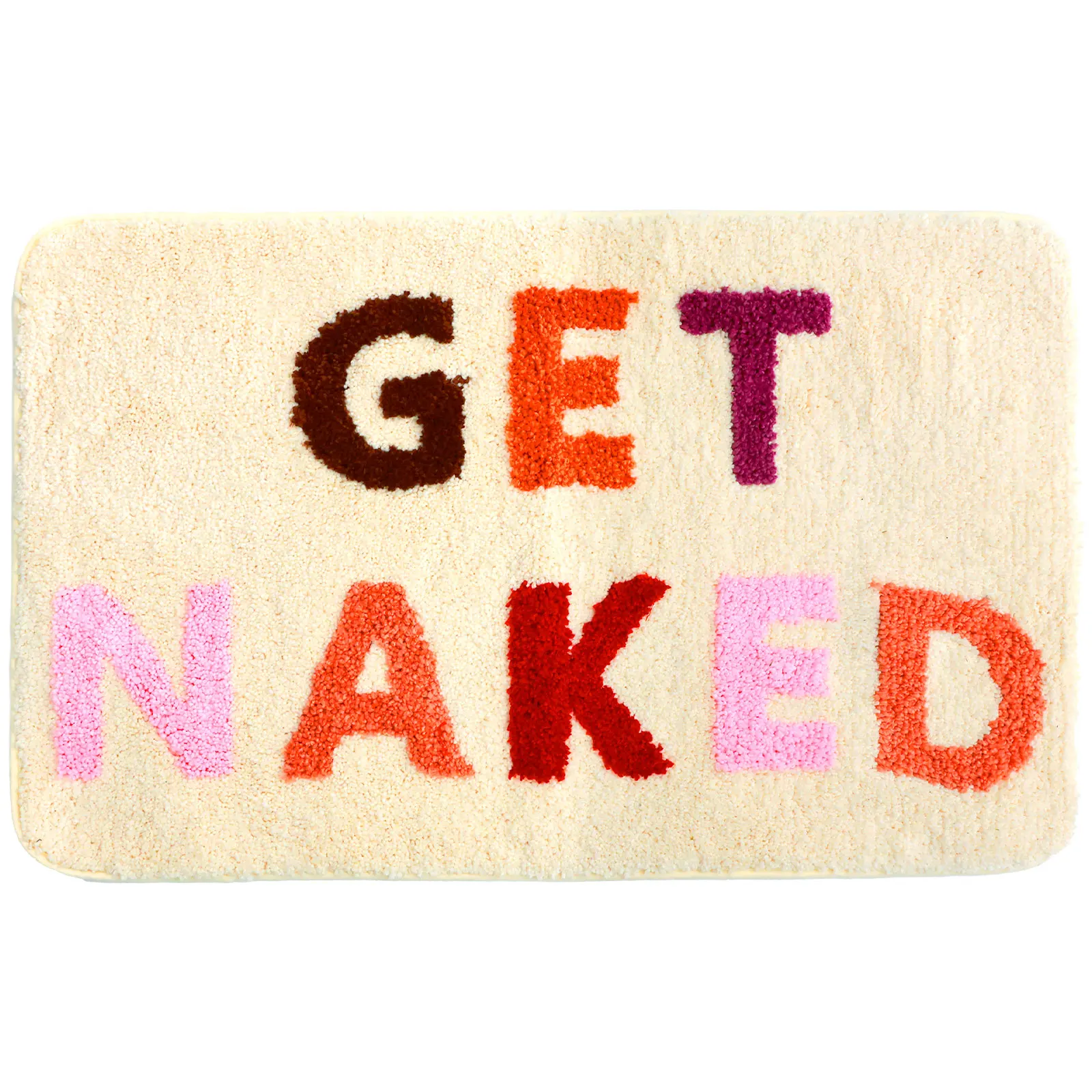 Bath Mat Ultra-Absorbent Floor Mat Anti-Slip Bathroom Rug Washable Floor Mat Funny Bath Tub Shower Mat with Get Naked Letters