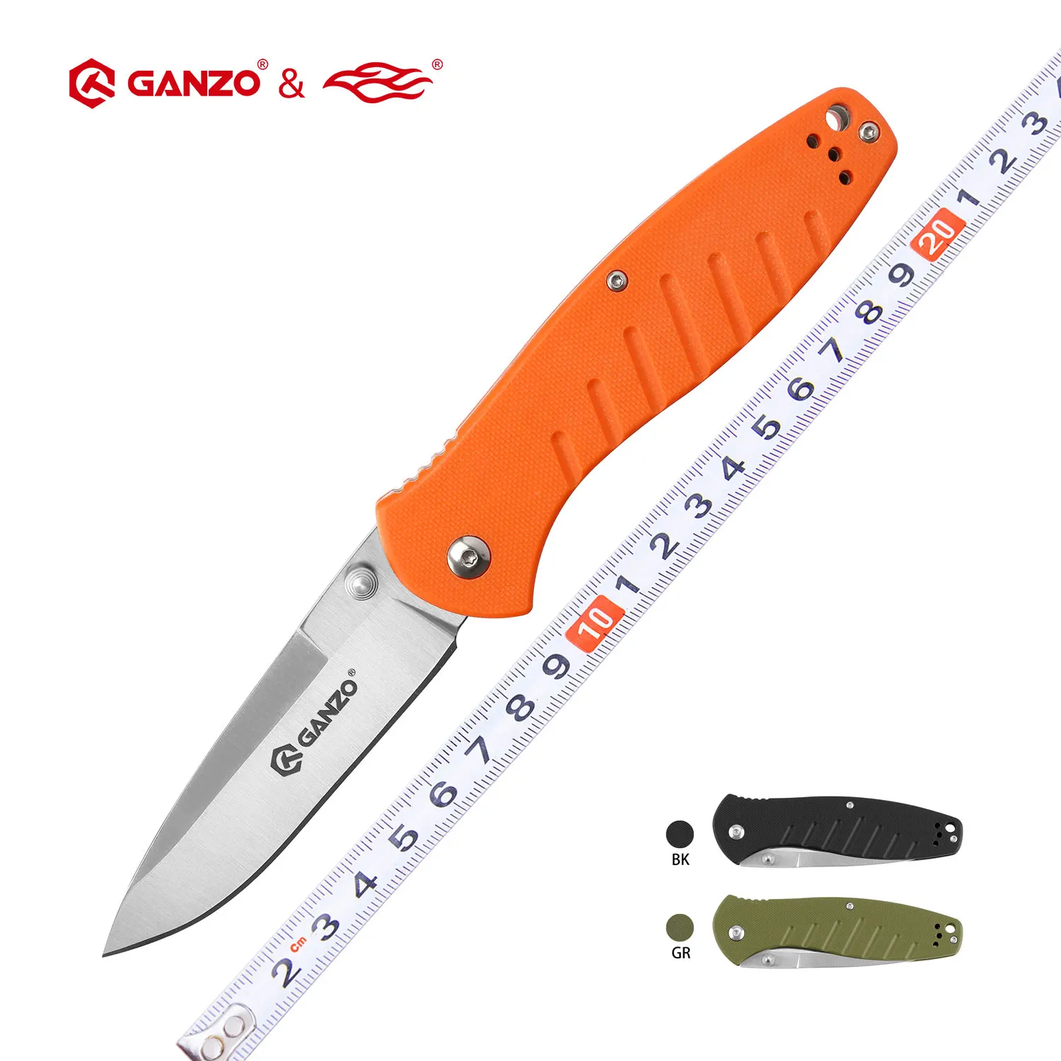Cuchillo plegable Ganzo G738 EDC con hoja 440C de 58-60HRC y mango G10, herramienta de bolsillo para supervivencia, camping, caza y actividades al aire libre.