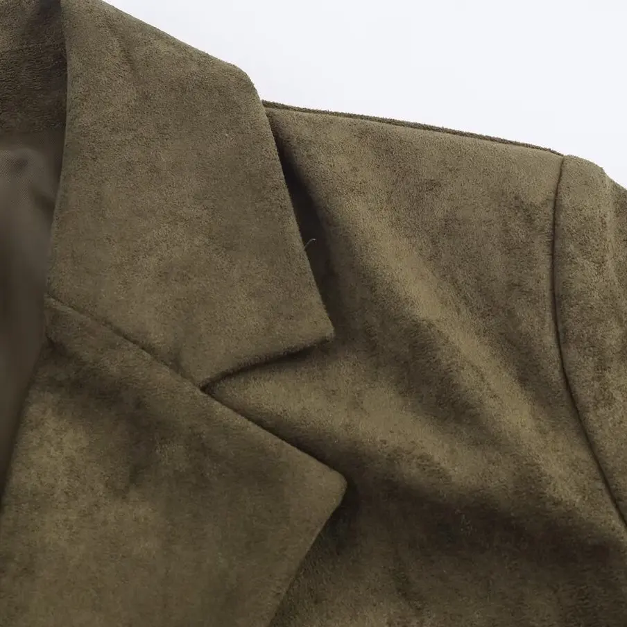 بدلة جلدية مزدوجة الصدر من Faionable Jaet للسيدات لخريف جديد Sle متعدد الاستخدامات بتصميم Sli معطف من ألياف البوليستر