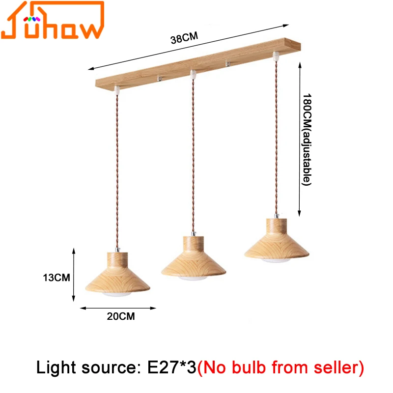 Japanese-Style Wooden Pendant Light Simple Three-Legged Design for Restaurant Bar Counter Dining Table Guesthouse Bed Head