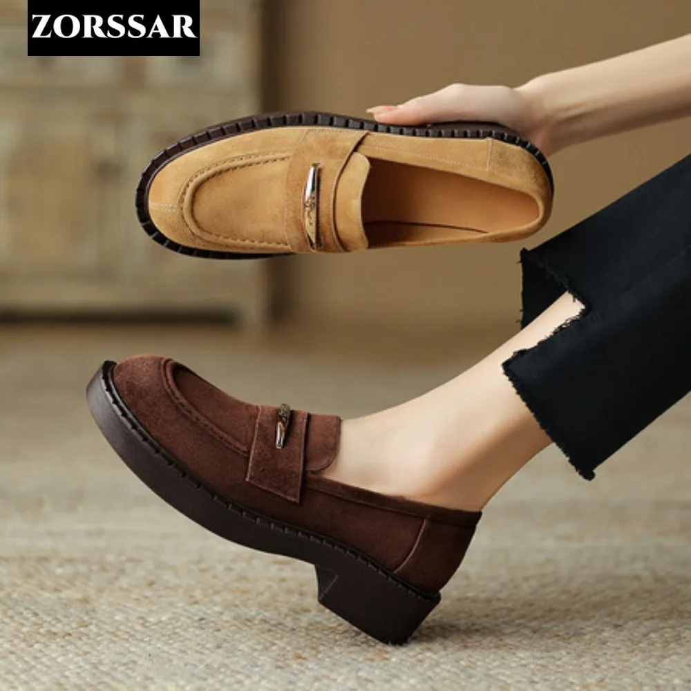 

2024 Women Flats Sheepskin Suede Shoes Woman Platform Casual Soft Women's Loafers Shallow Slip on Shoes Women Nurse Ladies Shoes