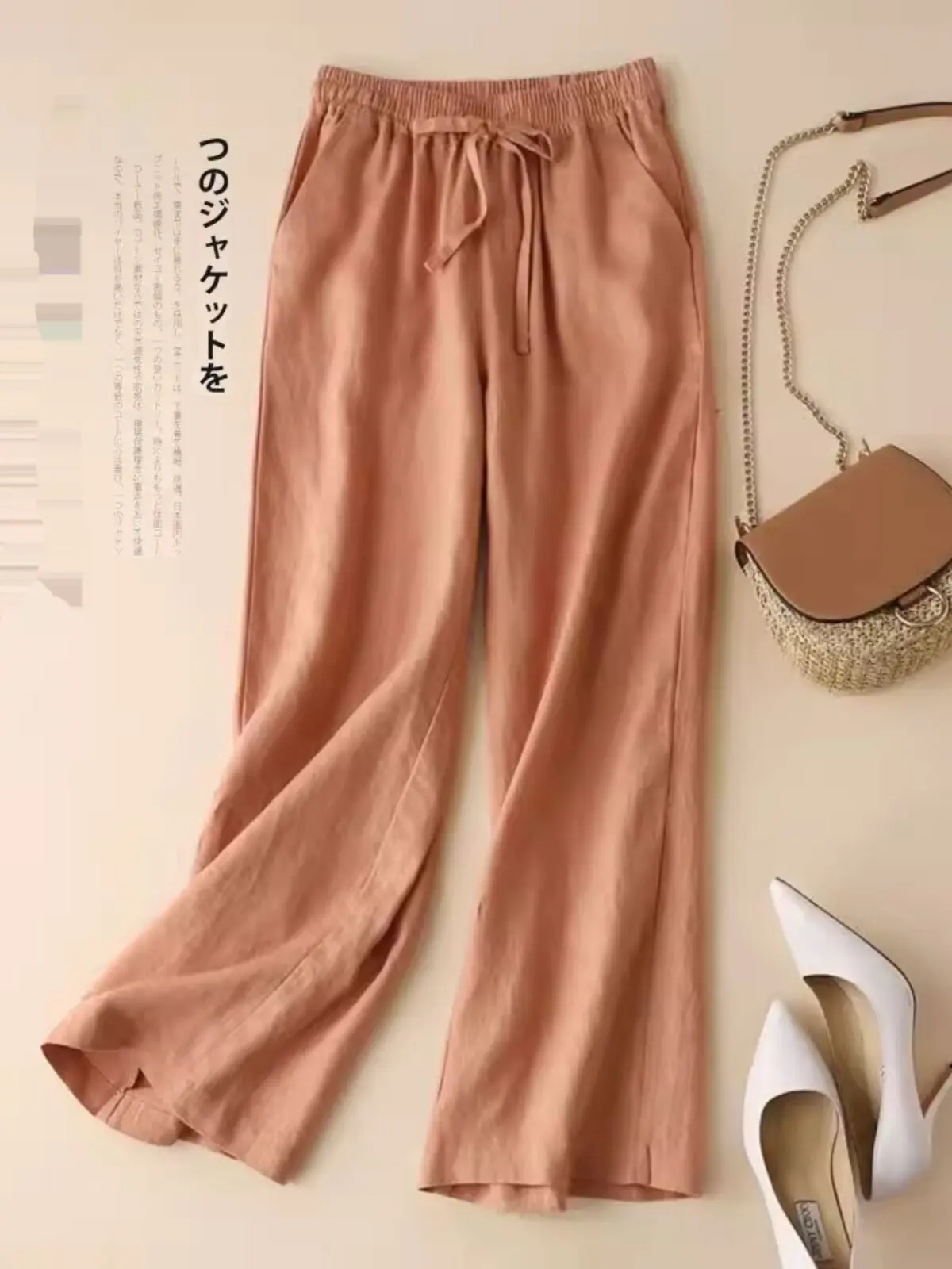 

Summer Korean Style Loose Commuter Casual Pants High Waist Straight Leg Long Trousers for plus Size Women City Walk