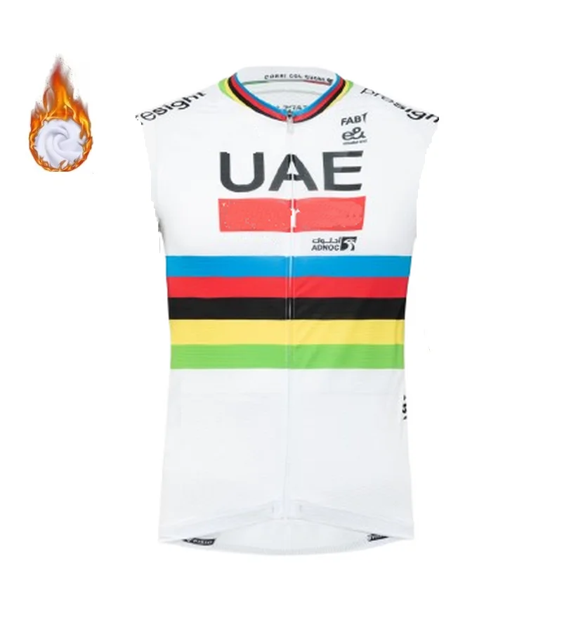 Winter Fleece Thermal  2024 UAE Team WORLD CHAMPION cycling vest Warmer sleeveless MTB Ropa Ciclismo maillot gilet