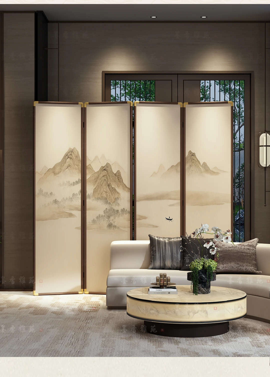 New Chinese-style screen partition living room entrance bedroom folding mobile shelter decoration office hotel restaurant tea ro