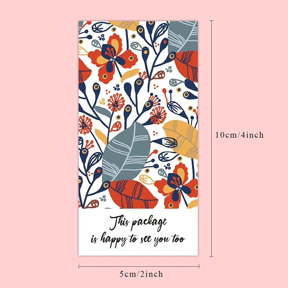 50Pcs Gift Sealing Label Sticker Fashion Small Floral Pattern This Package Nice To Meet You Too Sticker Decoration Seal Label