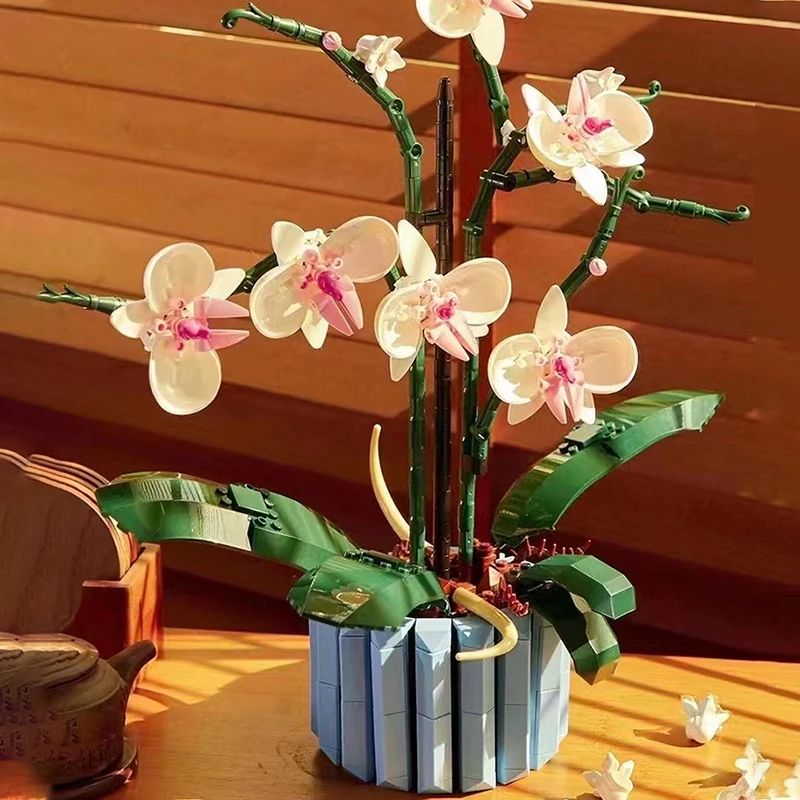 Orchid Flower BouquetPlant Construction Decoration Set for Adults; Build An Orchid Display Piece for Home or Office