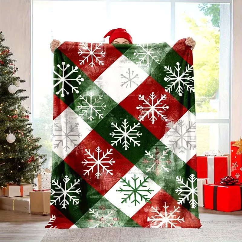 Throw Blanket Classic Christmas Red Green Plaid Checked Pattern Cozy Bedding Sofa Blankets Winter Holiday Gift Blanket