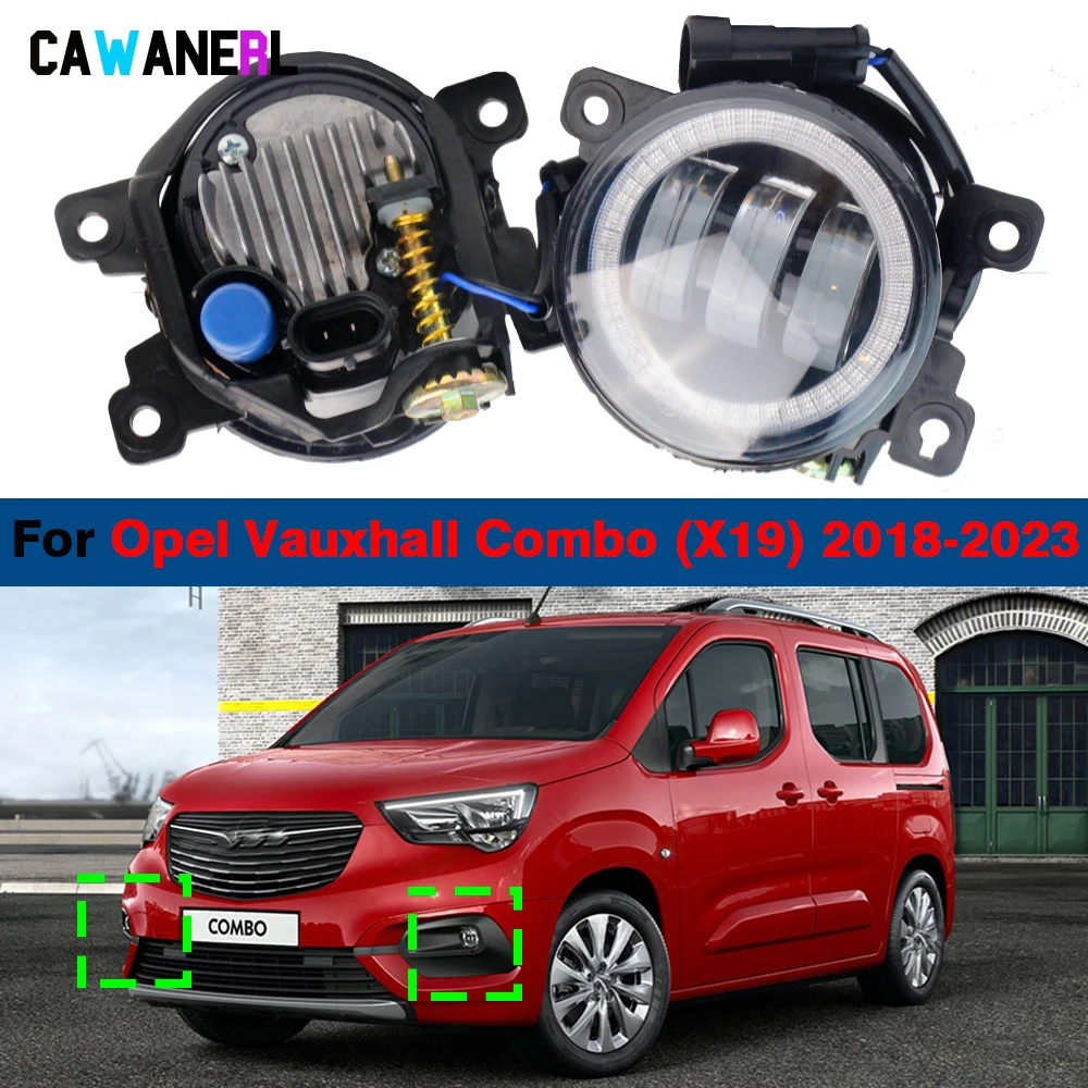 

1 пара, передние противотуманные фары 30 Вт H11 для автомобилей Opel Vauxhall Combo (X19) 2018-2023, дневные противотуманные ходовые огни Angel Eye DRL