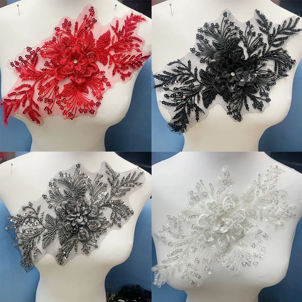 Colored Applique Lace Flower Stickers Bead Accessories Flower Cloth Pieces Handmade Nail Beads Lace Applique