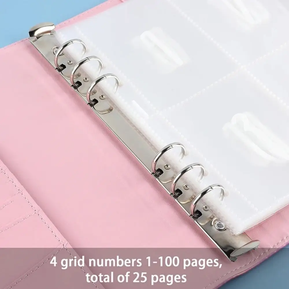 Budget Tool 4 Pocket Money Challenge Envelopes A5 1~100 Numbers Money Pockets Refill Pages Insertion Envelopes
