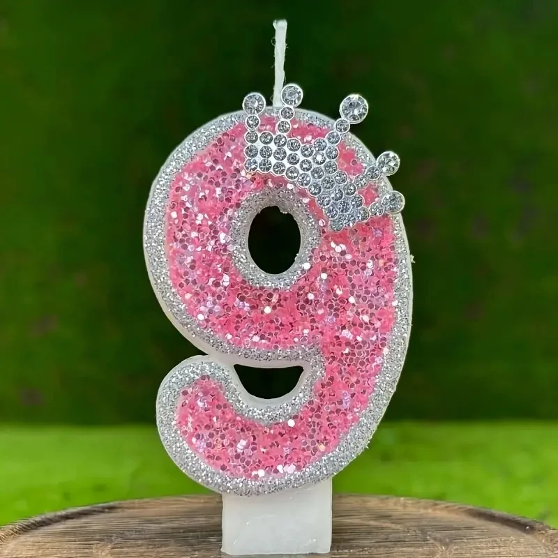 New 0-9 Number Birthday Candles Original Silver Edged Crown Birthday Cake Digital Party Anniversary Candle