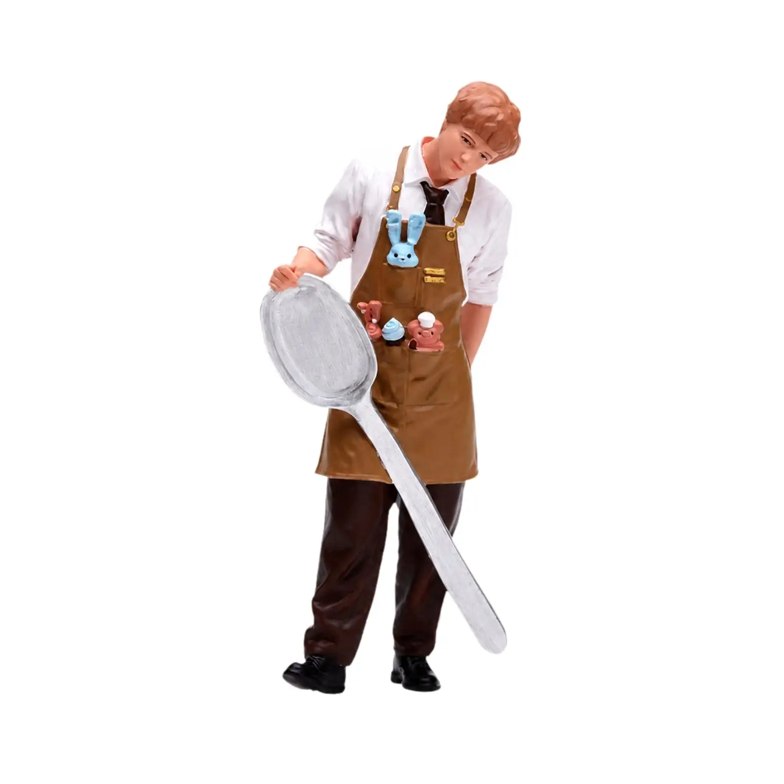 Compact 1/18 Scale Baker Figurine | Ready-to-Display Resin Model, Hand-Painted Bakery Character Figure