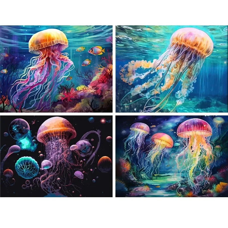 Jellyfish Underwater Diamond Painting Diy Crafts ,Underwater Life ,Sea Life Picture of Acrylic Rhinestones Wall Art Decoration