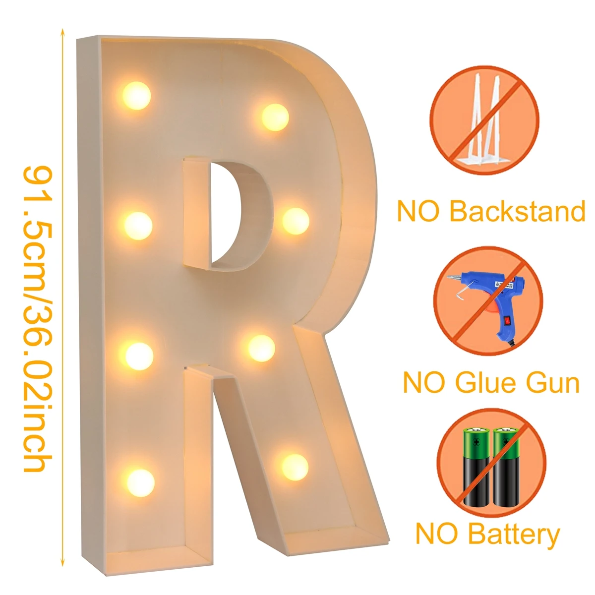 91,5 cm Warm Light Up Giant Letter Led Light Frame Box Ballonvuldoos met 10 lampen Verjaardag Bruiloft Kerst Decor Babyshower