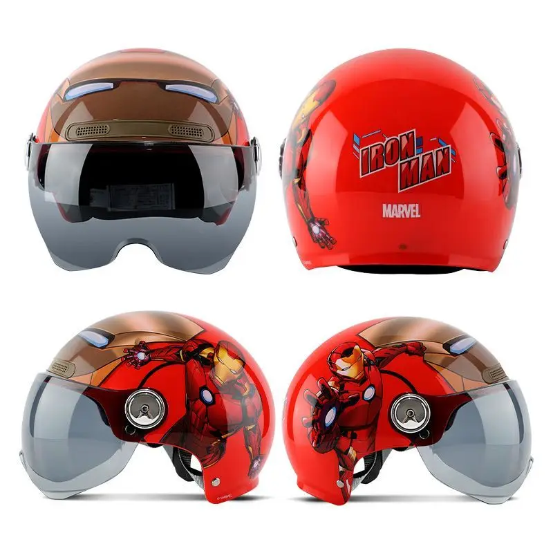 

Marvel Anime Iron ManCreative Peripheral Electric Vehicle Motorcycle Helmet Hard Hat Sunscreen Children Parent-child Half Helmet