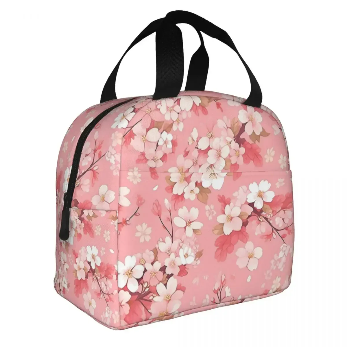 Japanese Cherry Blossom Anime Patterns Insulated Lunch Bag Thermal Bag Reusable Portable Tote Lunch Box Food Handbags Picnic