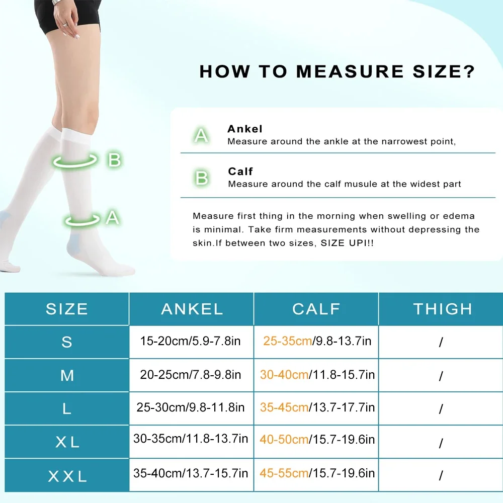 1Pair Anti Embolism Stockings,15-21 mmHg,Compression Socks - Knee High Compression Socks for Swelling, Recovery Aid, DVT