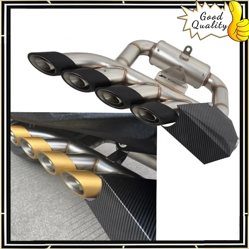 For motorcycle Benda LFC700 four-outlet exhaust modification LFC700 bottom row hidden carbon fiber Scorpio exhaust pipe