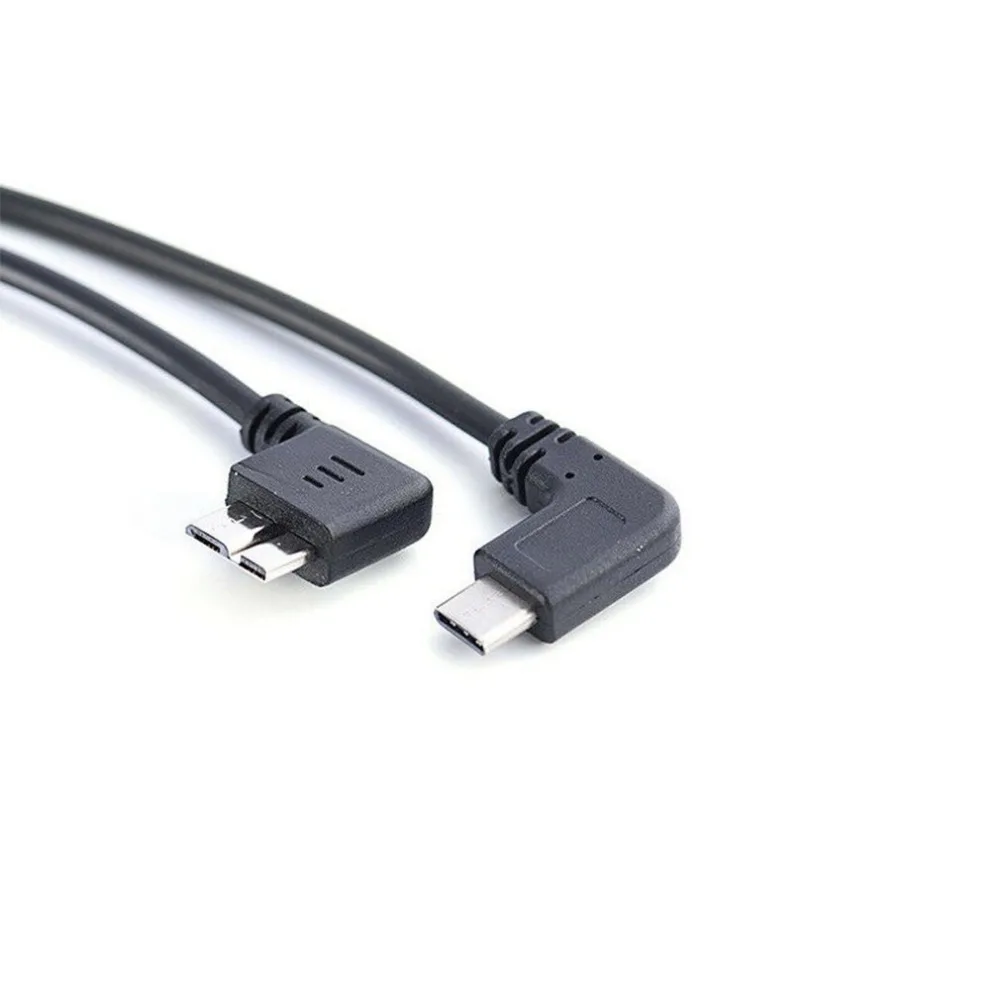 Nowy kąt 90 stopni USB3.1 typu C do USB 3.0 Micro B kabel danych 5Gbps Adapter złącza dla dysku twardego telefon komórkowy PC OTG typu C