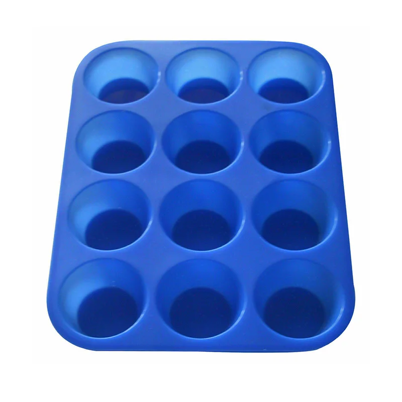 Silicone Non Stick Muffin Tin Tray Baking Pudding Mould Bun Cake mold food grade silicone- 12 Cup