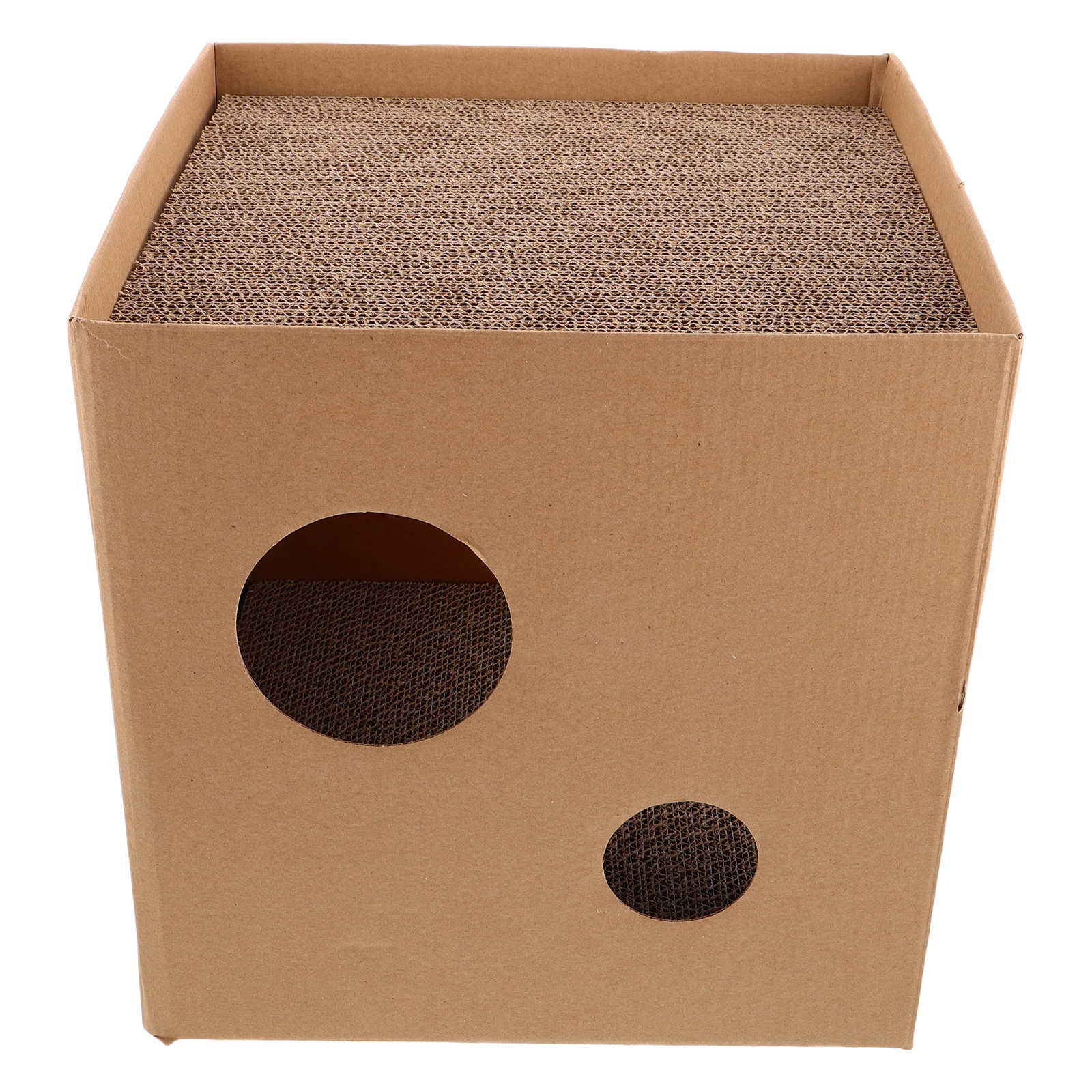 

Cat Scratching Board Litter Nest Cardboard House Scratcher Corrugated Durable Surface Safe Materials Square Shape Cozy