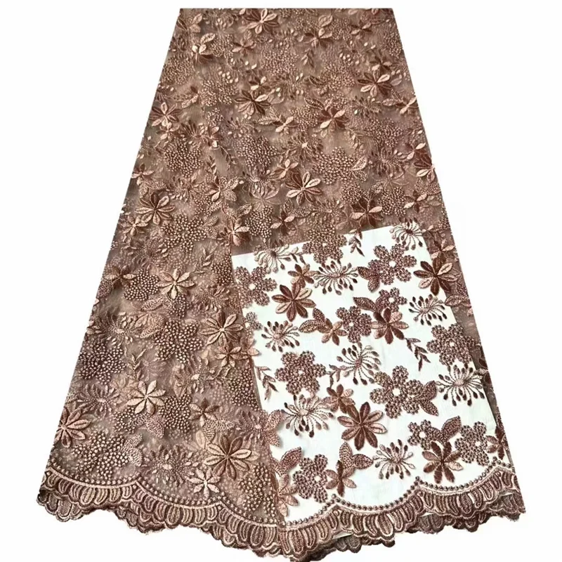 

Exquisite 3D Flowers embroidery French tulle net lace fabric / with beads African lace fabric for Party evening dresses wedding