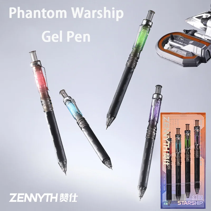 

Zennyth STARSHIP Gel Pen 0.5mm Tech-Style Barrel Quick-Drying Smooth Writing Exam Black Pens Student Cool Boys Girls Stationery