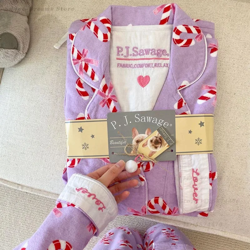 

Хлопковая брючная пижама с длинными рукавами, комплект из 2 предметов, весенне-осенняя новая одежда для сна, пижамы, домашняя одежда, свободная повседневная пижама, костюм, одежда для дома