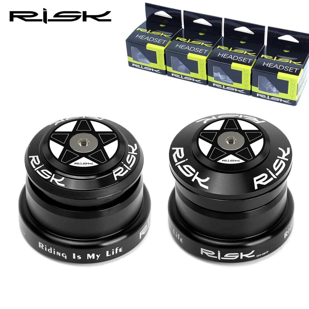 RISK Mountain Bike Bowl Set DH Downhill 44-49.7/49.7mm Cone with 1.5 Cone Straight Pipe Front Fork Peilin