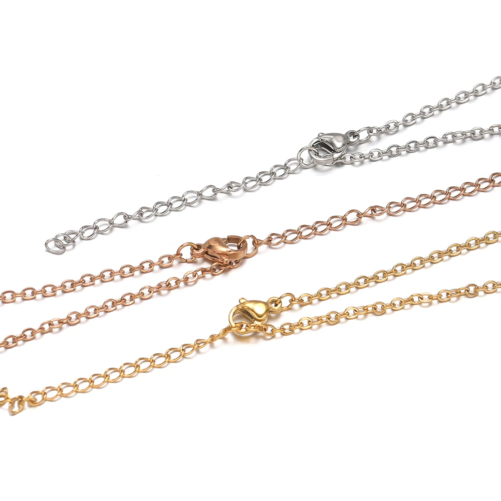 5Pcs Stainless Steel 45cm Adjustable Flat Cable Chains for Handmade Necklaces Connectors Pendants DIY Jewelry Making Accessories