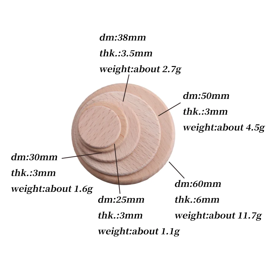 25mm-60mm puste okrągłe drewno bukowe dziecko niedokończone solidne drewniane monety okrągłe wycięcia dla projektów rzemieślniczych, rękodzieła DIY,