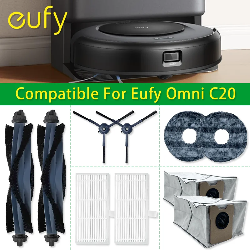 

Compatible for Eufy Omni C20 Accessories Dust Bag Hepa Filter Roller Side Brush Mop Cloth Spare Parts