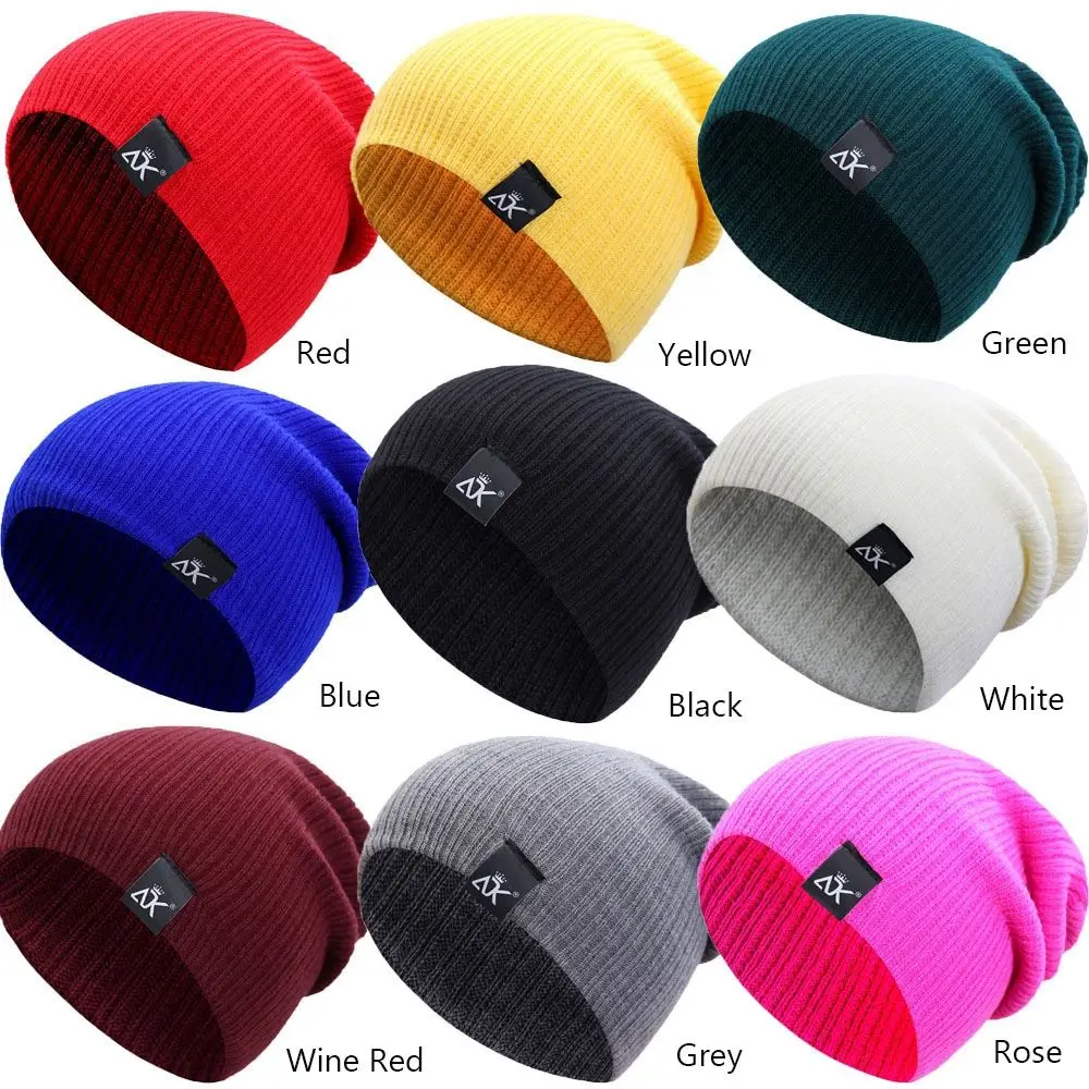 12 Colors Ladies Casual Cap Solid Cute Warmer Bonnet Female Beanie Caps Knitted Beanies Winter Autumn Hats