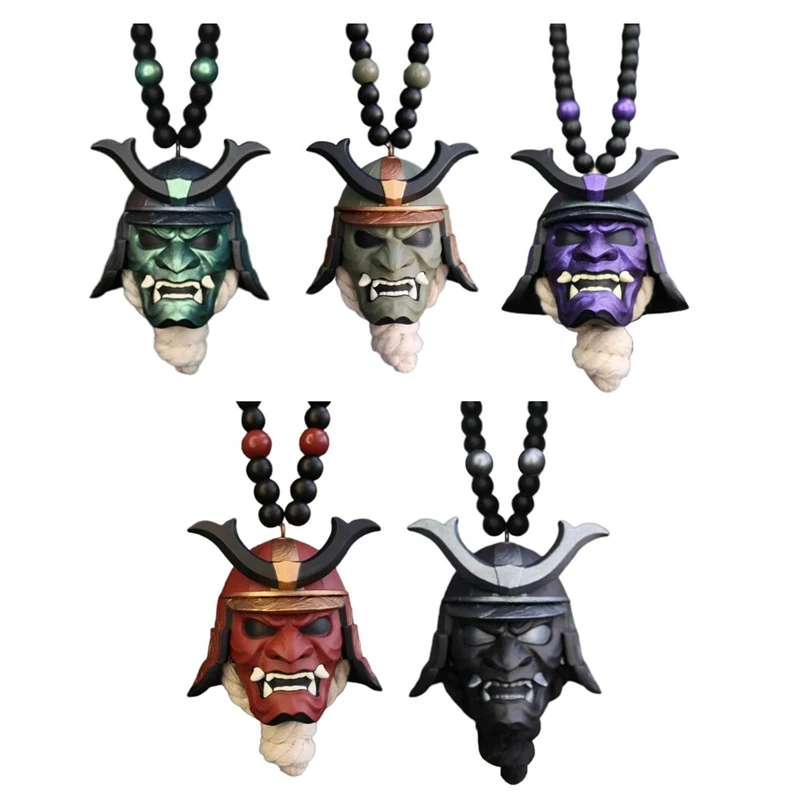 Japanese Samurai Car Hanging Ornaments Resin Samurai Assassin Demon Mask Auto Interior Rearview Mirror Decorations Car-styling