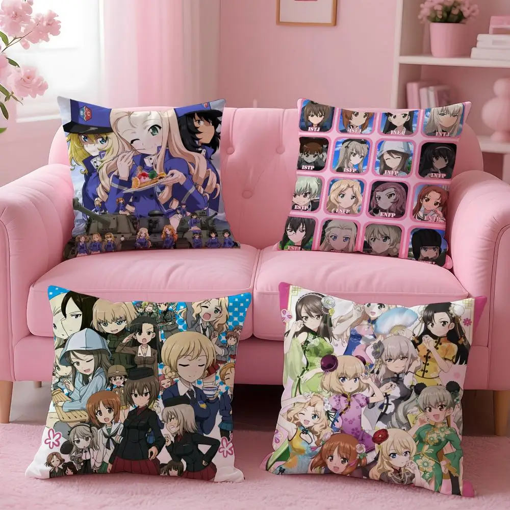 Girls Und P-Panzer More Love Cushion Cover Plush Fabric Soft Double-Sided Printed Sofa Warm Winter Home Gift Pillow Cover