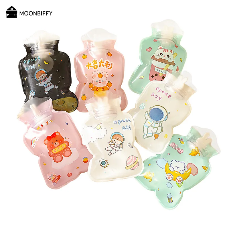 Cute Mini Hot Water Bottles Portable Small Transparent Cartoon Water Filled Winter Hand Warming Water Bag Home Warming Supplies