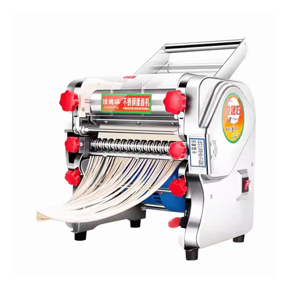 China Stainless Steel Automatic Dough Roller Sheeter Machine Electric Dumpling Skin Noodle Cutter Pasta Maker Making Machine