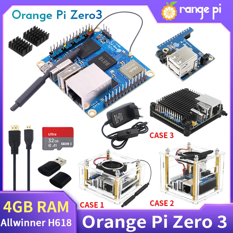 

Orange Pi Zero 3 4GB RAM Allwinner H618 Quad-core Cortex-A53 WiFi5+BT 5.0 16MB SPI Flash Gigabit LAN Android Debian Ubuntu OS