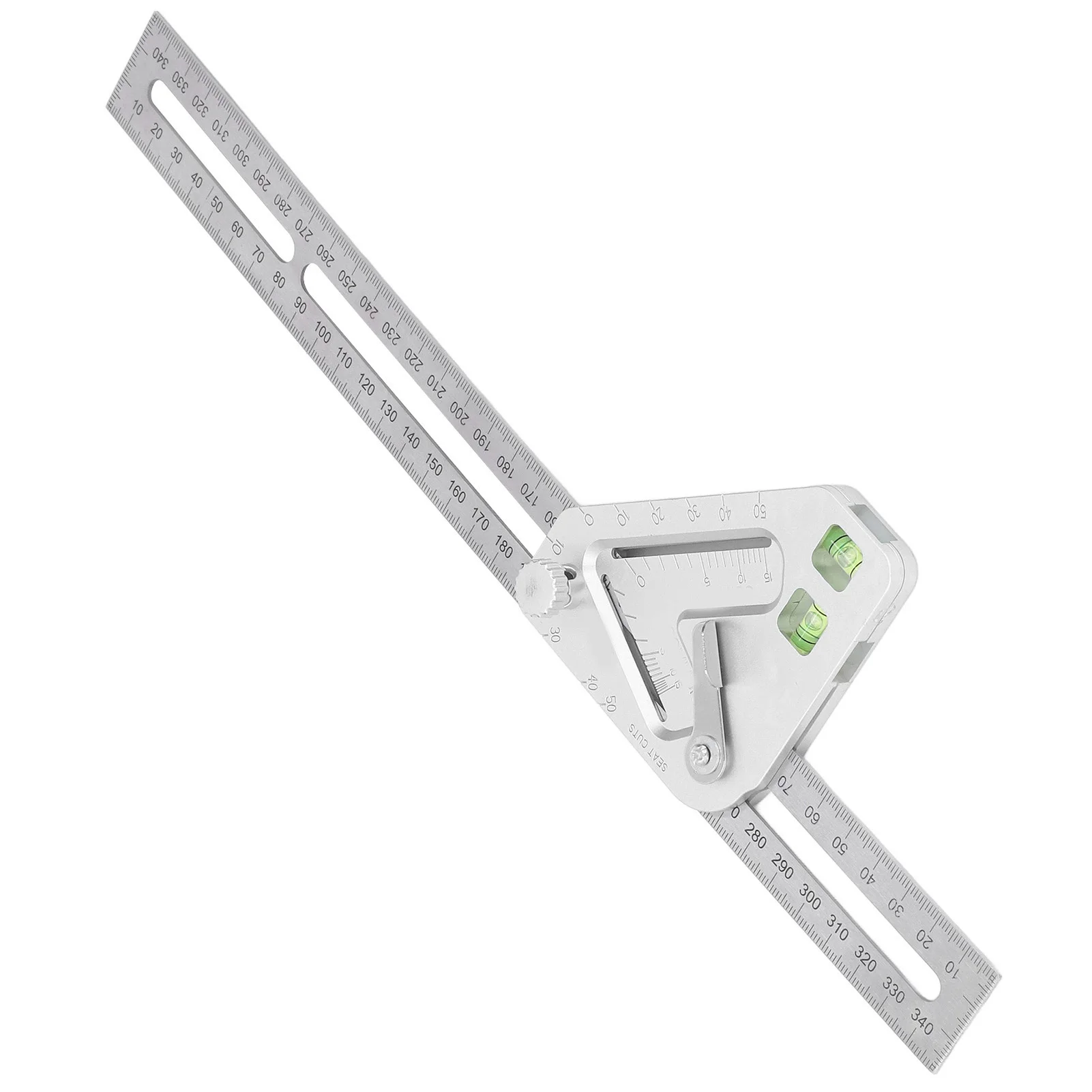 Woodworking Triangle Ruler Silver Flexible Wear Resistance Triangle Ruler with Bubble Level