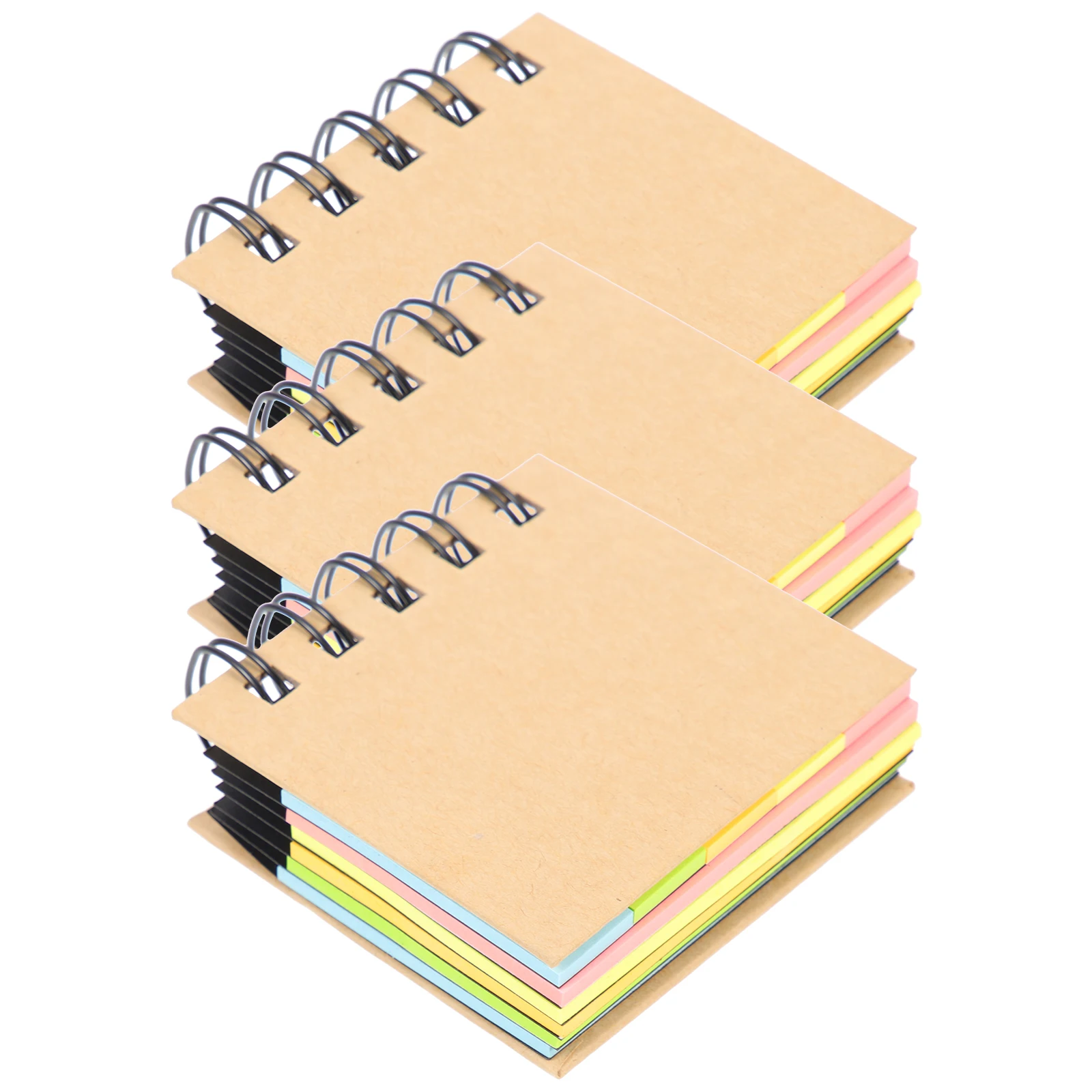 

3pcs Notebooks School Coil Notepad Kraft Paper Smooth Surface Daily Use School Office Writing Pad Flashcards With Rings