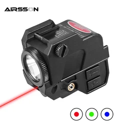 Torcia Glock Arma Pistola Luce Laser Combo Rosso Verde Pistola Laser Luce Ricarica magnetica Torcia LED per guida Picatinny da 20 mm