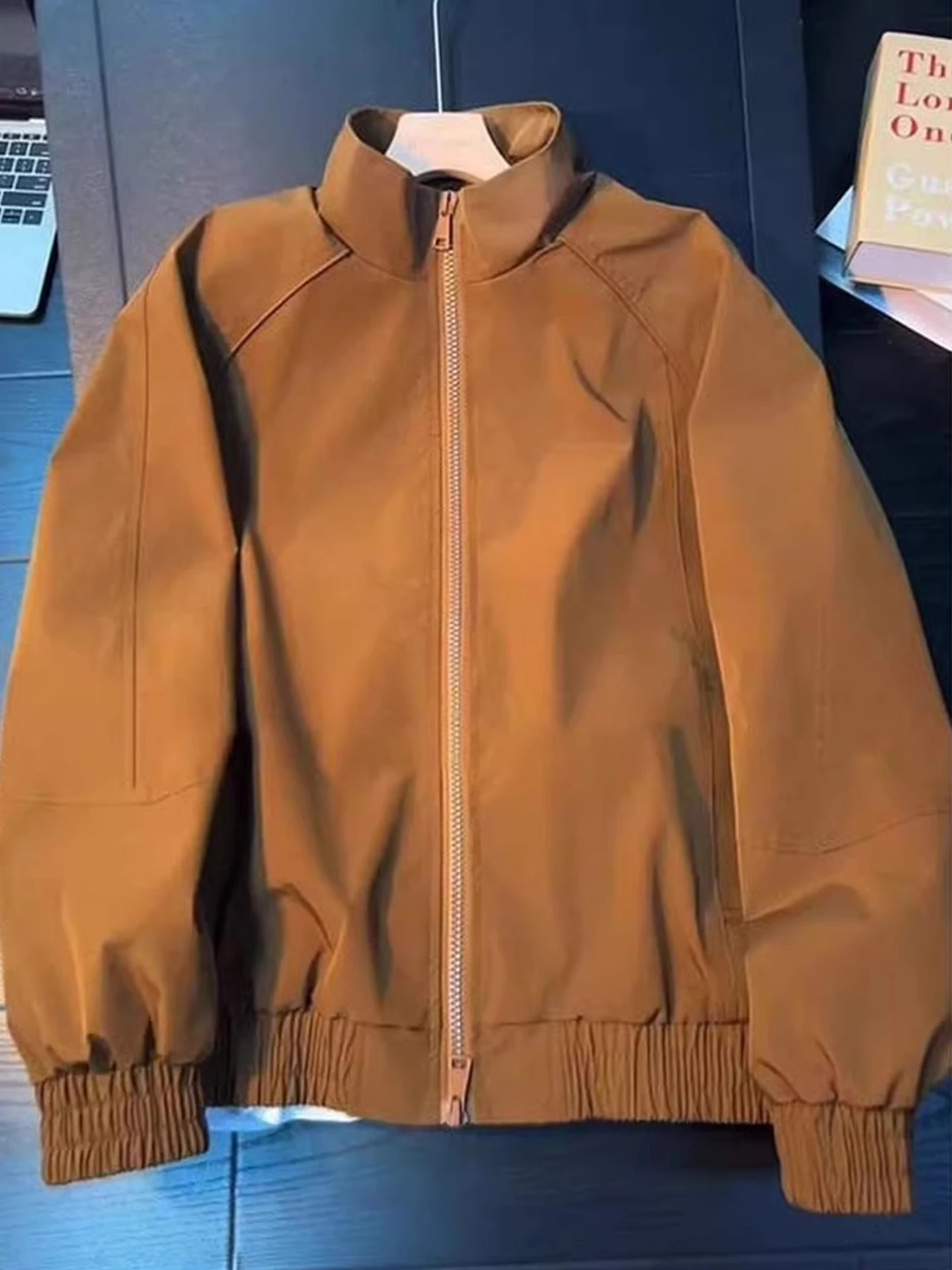 

Brown American Sle Flight Jaet Men's Cleanfit Retro Mellard Workwear Stand Collar ort Baseball Coat Windproof Polyester...