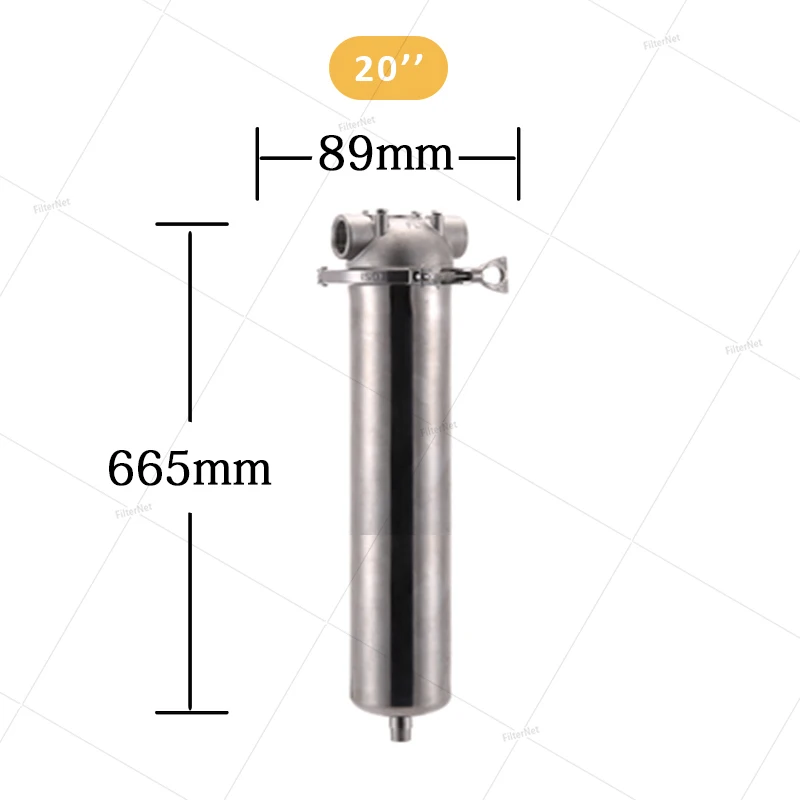 

3/4" Npt 1" Npt Inlet & Outlet Water Filter Cartridge Housing 20" Stainless Steel 304 water sediment filter system