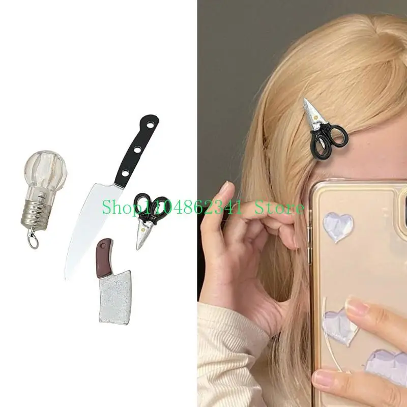 

652F Barrettes Flat Clip Hairpin Funny Light Bulb for Bunches Girl Headwear