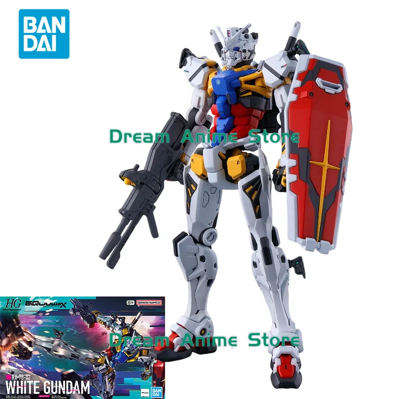 

Bandai Original GUNDAM Anime HG 1/144 RX-78-02 WHITE GUNDAM Action Figure Assembly Model Toys Model Gifts for Children