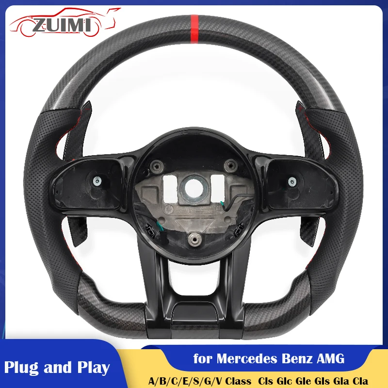 

Carbon Car Steering Wheel Red Stiching for Mercedes Benz AMG W204 W205 W211 W212 W222 W22 A/B/C/E/S/G/V Class Cls Glc Gle Gls