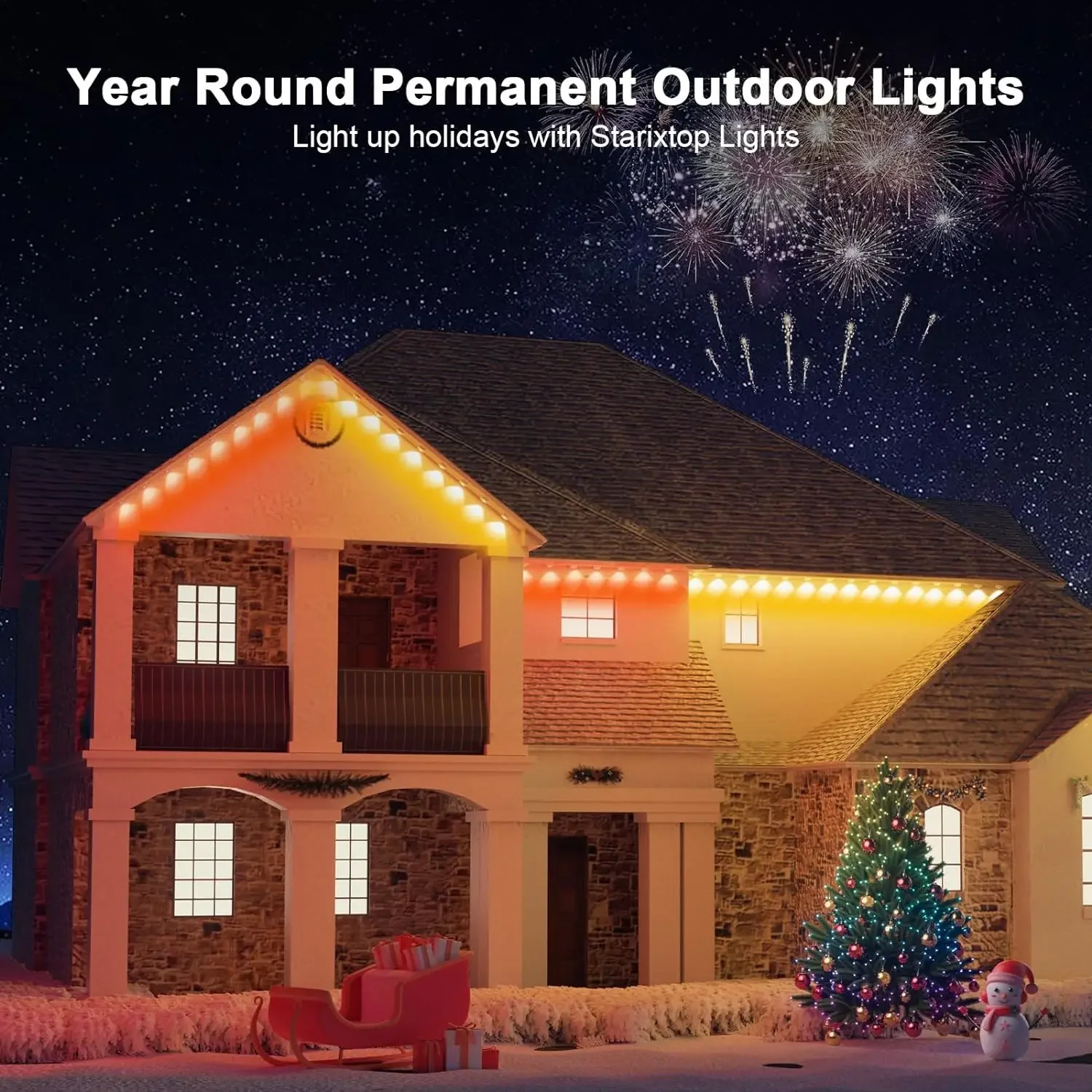 Imagem -05 - Outdoor Led Eave Lights com Modo Cena Smart Waterproof String Lights Faça Você Mesmo Festa de Natal Decoração do Feriado Controle Remoto