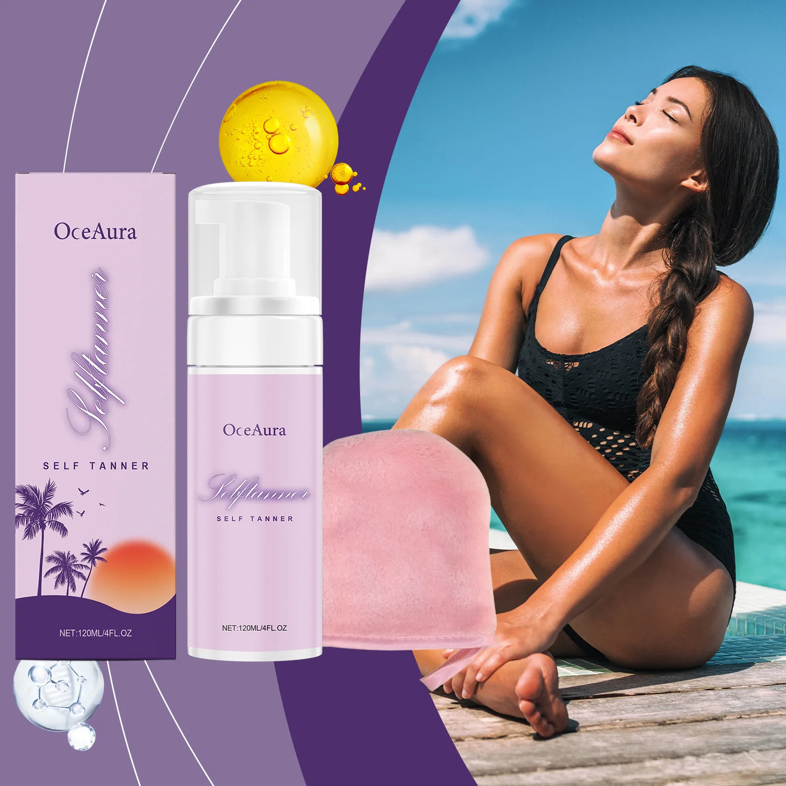 Nourishing Skin Black Mousse, Bronze Body Lotion Wheat Skin Care Cream Free Sun Lotion